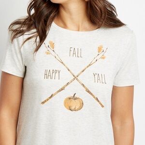 Maurices Graphic Tee Happy Fall Y’all Light Gray Pumpkins Fall Small Women’s